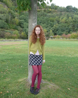 Round neck alpaca knit cardigan