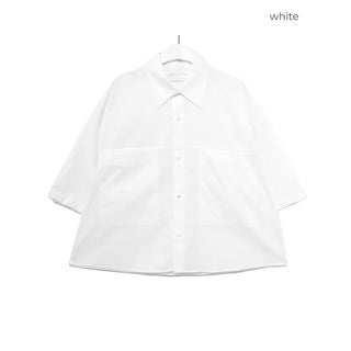 Basic cropped short-sleeved cotton shirt