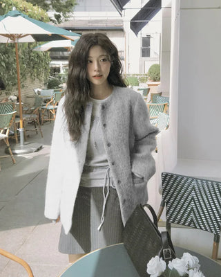 Hairy Collarless Half Coat