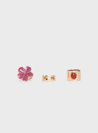 Rosellah Ring Set Gold  Pink