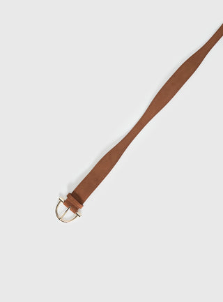 Runey Faux Suede Belt Brown  Gold