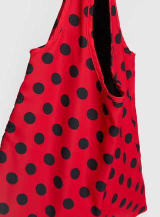Worth My Time Oversized Tote Bag Red  Black Polka