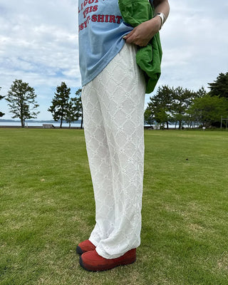 Flower Diamond Punching Easy Pants