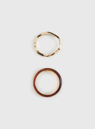 Want Your Love Resin Cuff Set Gold  Brown
