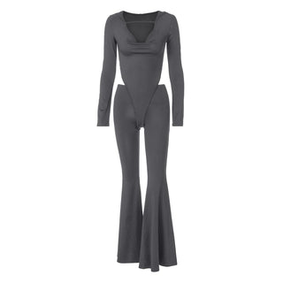 Long sleeve hoodie bodysuit pant set