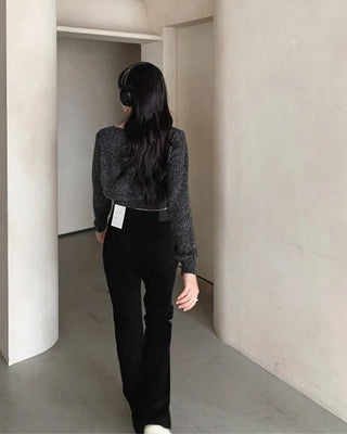 (basic/long) Premium semi-bootcut black denim pants - 4 sizes