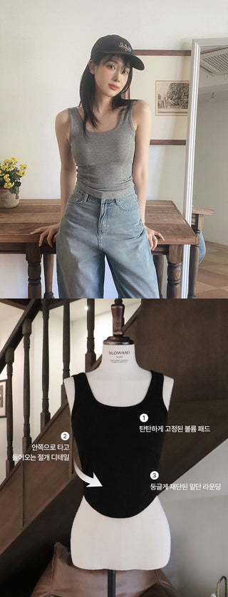 Slim sleeveless top with built-in cups - 3 colors