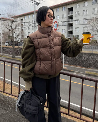 High-neck padded vest