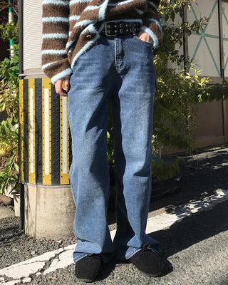Straight denim pants