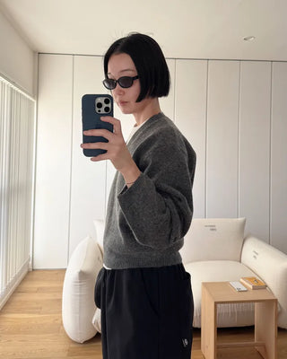 Semi-Clothed V-Neck Knit