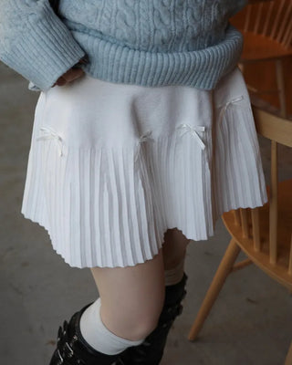 Ribbon detail pleated mini skirt
