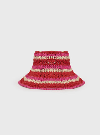 Alonza Crochet Bucket Hat Pinkred