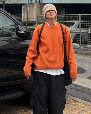Rib-knit crew neck