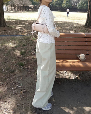 Colorful cotton wide-leg pants