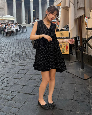 Polka dot tiered mini dress