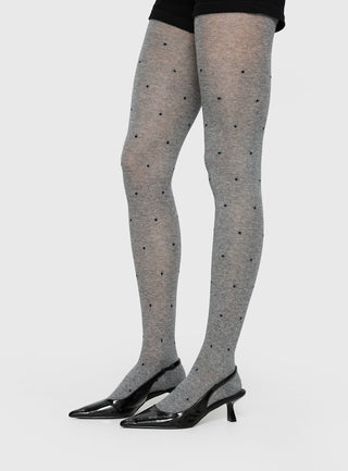 Coretta Tights Grey  Black Polka