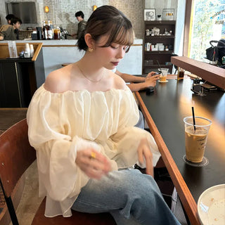 Chiffon off-shoulder blouse