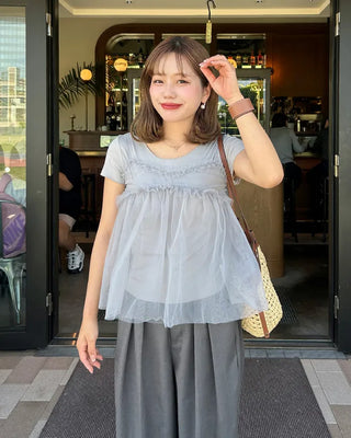 Sheer bustier & short-sleeved T-shirt set