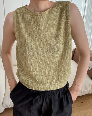 Linen knit sleeveless dress