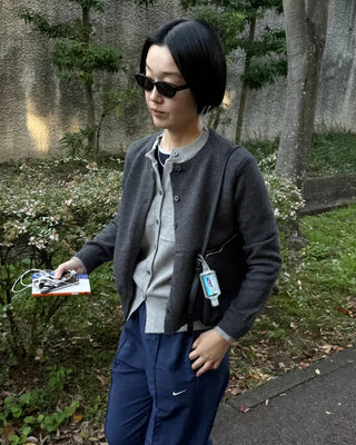 Double-breasted round cardigan