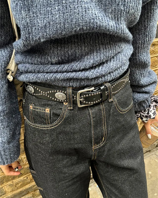 Studded leather belt
