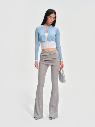 Sequin Mock Layered Knit Pants