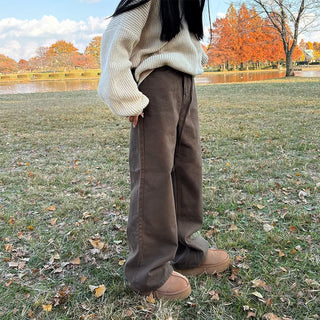 Straight-leg fleece-lined pants