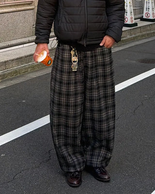 Big check wide pants