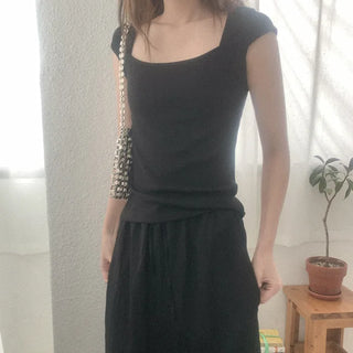Rib Square Short-Sleeve T-Shirt
