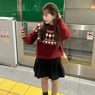 Round neck jacquard knit