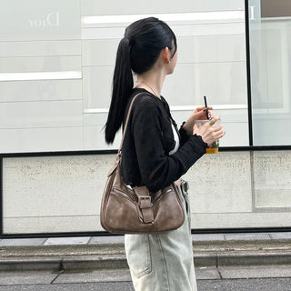 Buckle Zipper Shoulder Bag