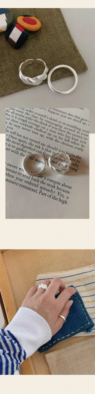 [Set of 2] R-Sony Silver Ring Set