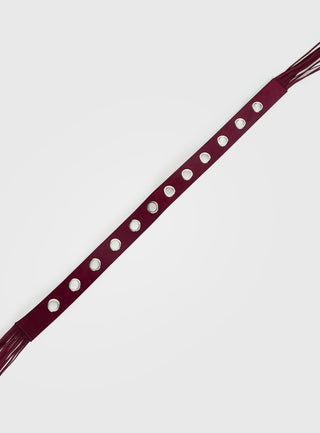 Maysie Faux Suede Tassel Belt Cherry