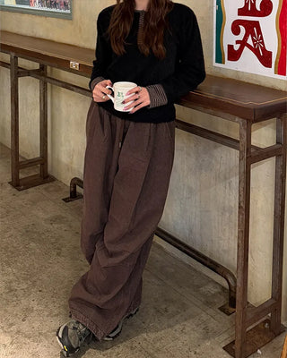 Parachute denim elastic waist pants