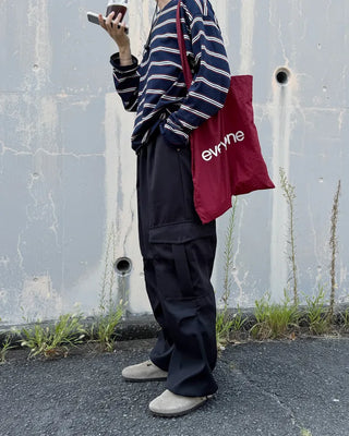 Wide Cargo Pants with Waist Cord
