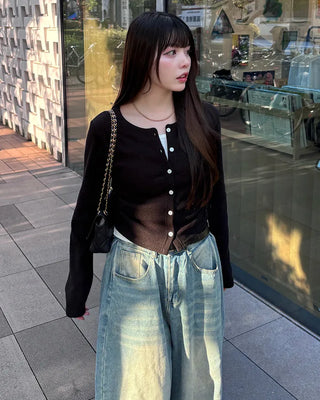 Long-sleeved layered cardigan