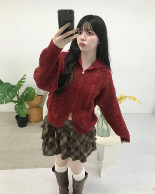Cable knit oversized cardigan