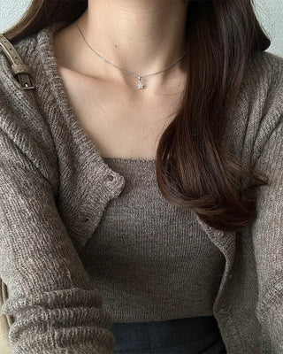 Flower Cubic Ball Chain Necklace