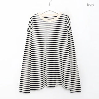 (Unisex) Semi-Oversized Border T-Shirt