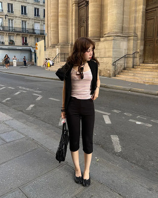 Slit Slim Capri Pants