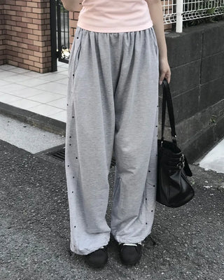 Side-dot wide sweatpants