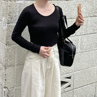 U-neck cropped T-shirt