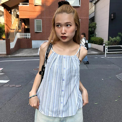 Striped button camisole