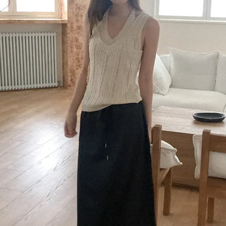Linen halter knit sleeveless top