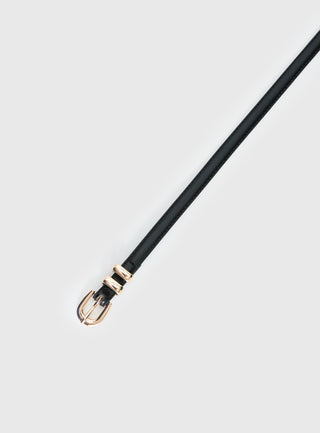 Antilles Faux Leather Micro Belt Black  Gold