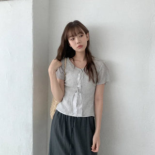 Linen Ribbon Knit Cardigan