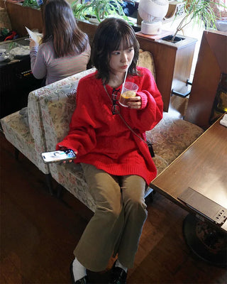 Oversized Cable Knit Long Sweater