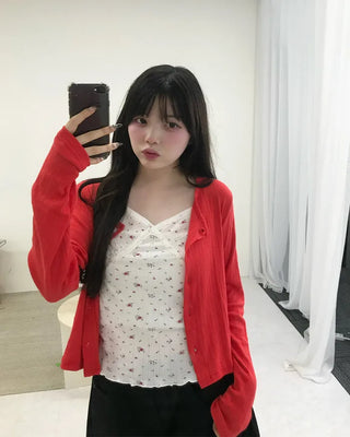 Colorful perforated cardigan