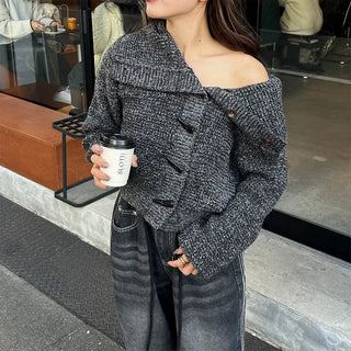 Toggle Button Turtleneck Cardigan