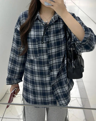 Loose-fit check shirt